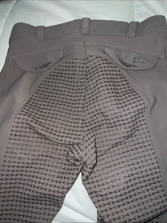 Pikeur Pants - Pikeur Laure GR 38/6Taupe Equitation Breeches with Rhinestone Logo